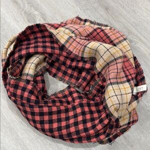 Like New! Loft Plaid Infinity Scarf - Red and Cream